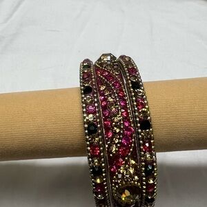 Elegant Pink and Gold Bangle Set